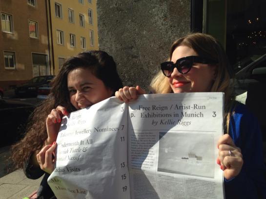Marina and myself holding 2014's paper for Munich Jewelry Week